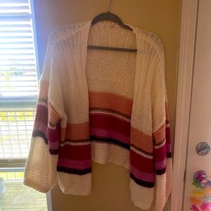 mi ami pink and white cardigan